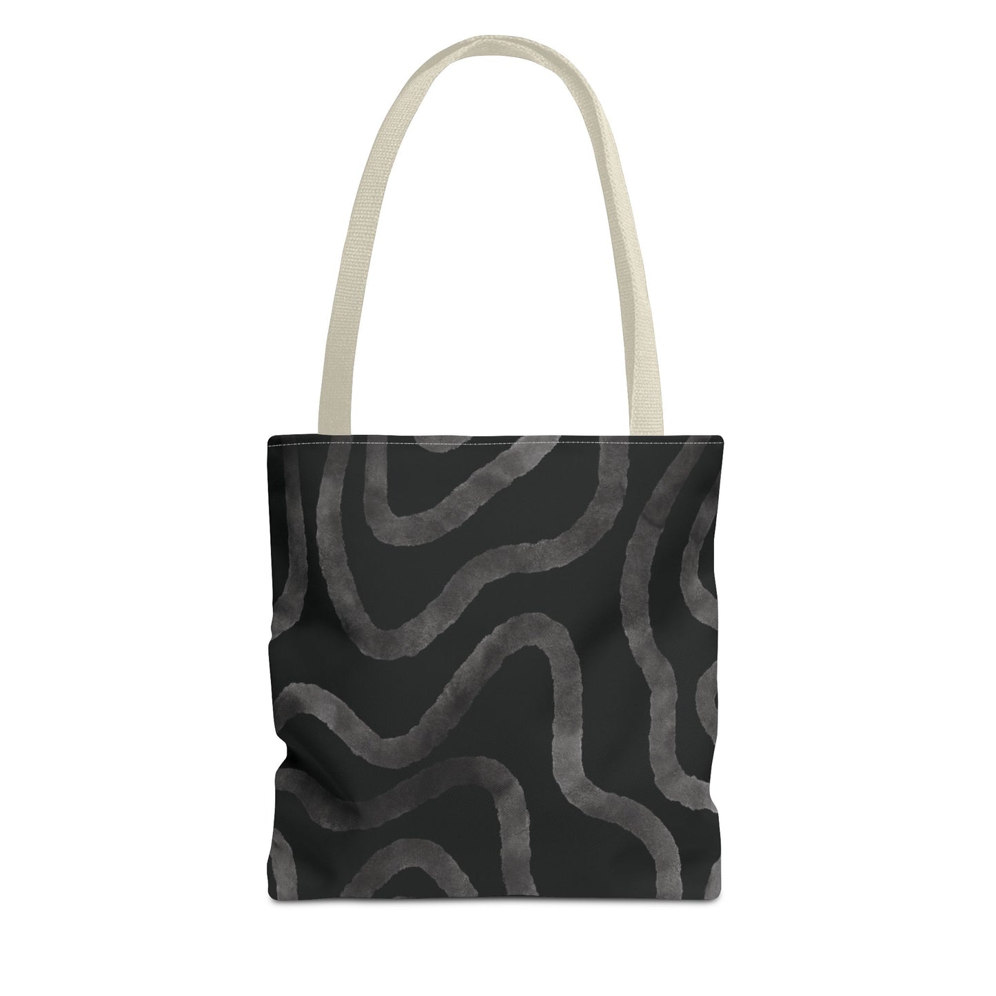 Stylish AOP Tote Bag, Black Abstract Pattern, Everyday Use, Eco-Friendly Shopping Bag, Unique Gift for Friends & Family