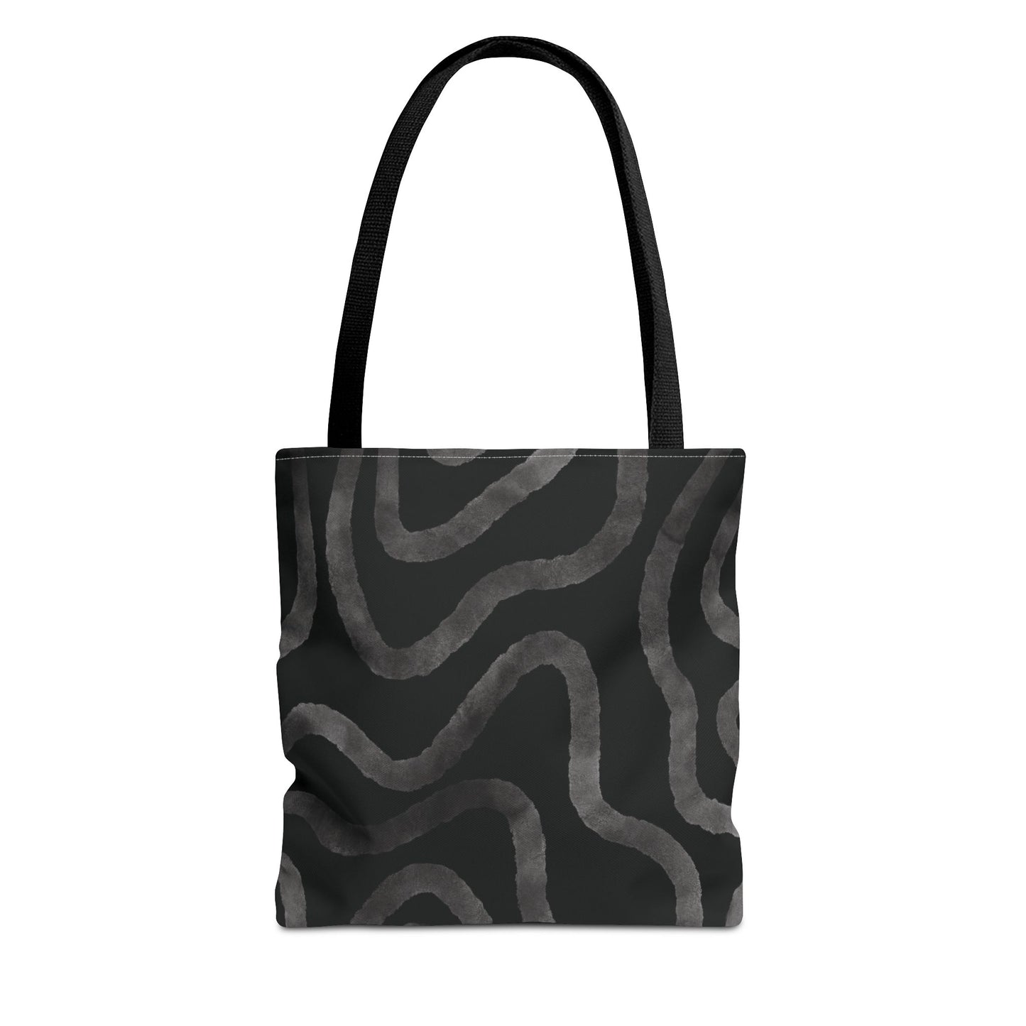 Stylish AOP Tote Bag, Black Abstract Pattern, Everyday Use, Eco-Friendly Shopping Bag, Unique Gift for Friends & Family
