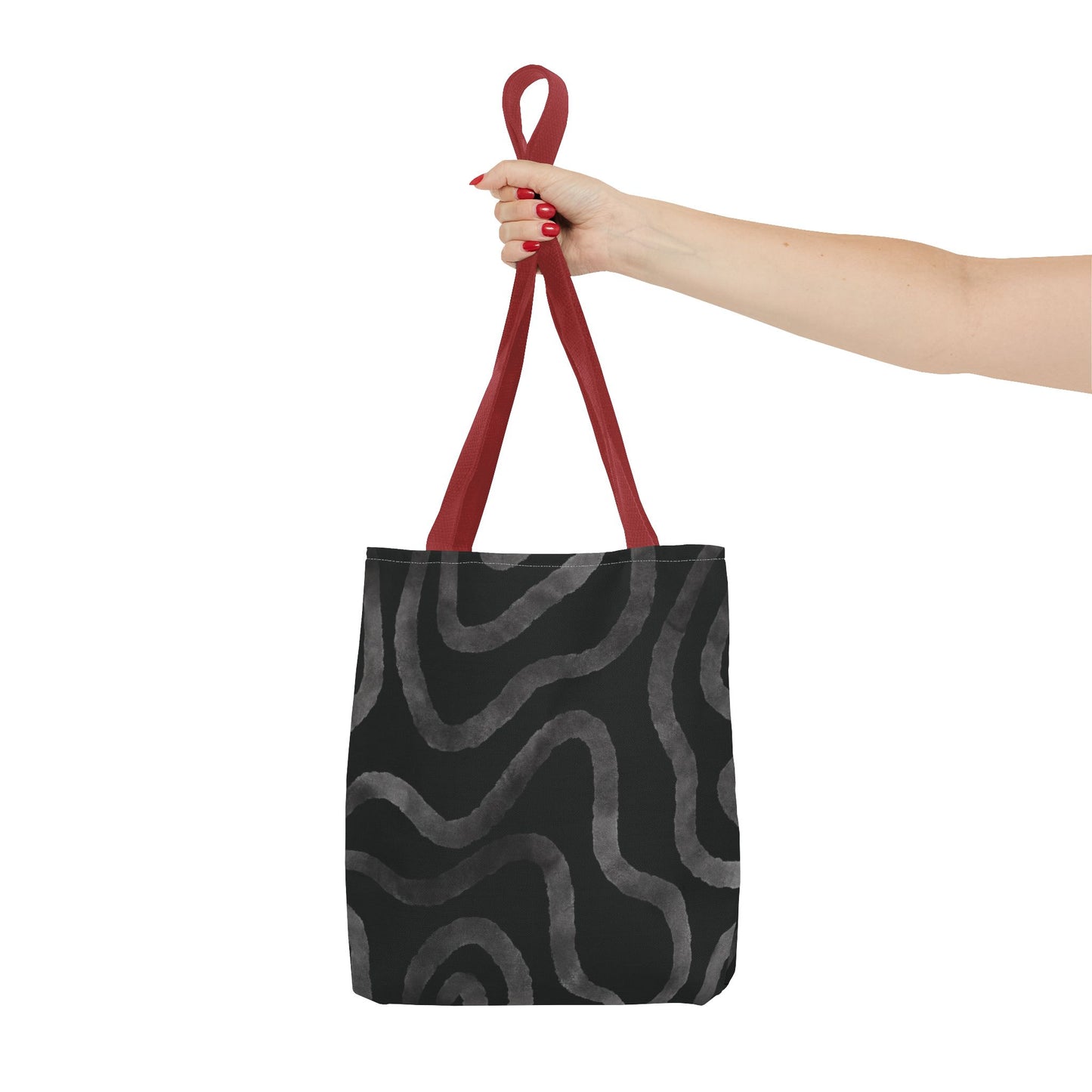 Stylish AOP Tote Bag, Black Abstract Pattern, Everyday Use, Eco-Friendly Shopping Bag, Unique Gift for Friends & Family