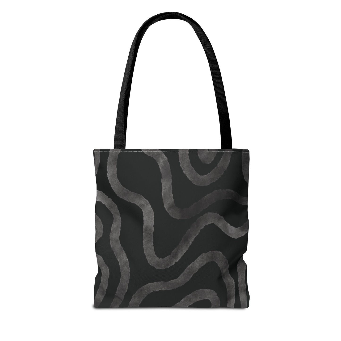 Stylish AOP Tote Bag, Black Abstract Pattern, Everyday Use, Eco-Friendly Shopping Bag, Unique Gift for Friends & Family