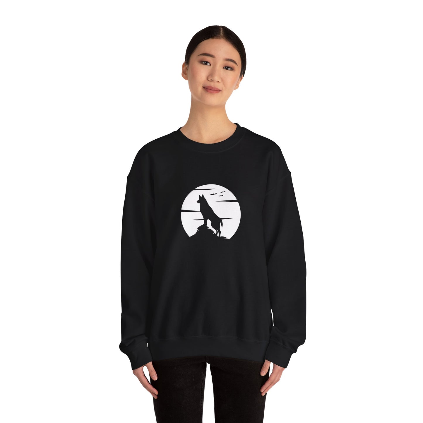 Wolf Howling Crewneck Sweatshirt, Cozy Animal Lover Gift, Pet Themed Apparel, Perfect for Fall, Unisex Sweatshirt, Nature Inspired Wear