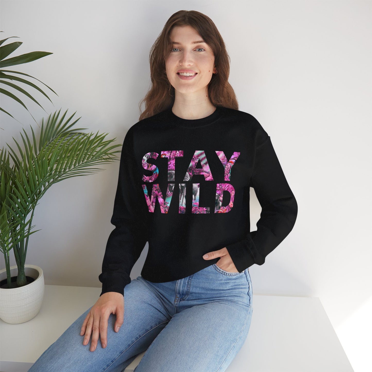 Stay Wild Crewneck Sweatshirt, Cozy Unisex Sweatshirt, Perfect Gift for Nature Lovers, Trendy Outfit for Casual Days, Ideal for Fall