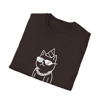 Cool Cat Graphic T-Shirt, Trendy Animal Tee, Unique Gift for Cat Lovers, Casual Everyday Wear, Perfect for Birthdays