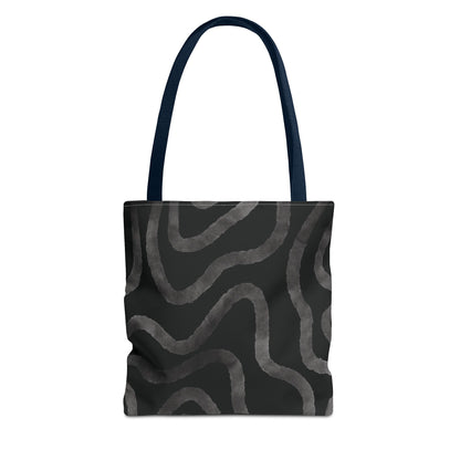 Stylish AOP Tote Bag, Black Abstract Pattern, Everyday Use, Eco-Friendly Shopping Bag, Unique Gift for Friends & Family
