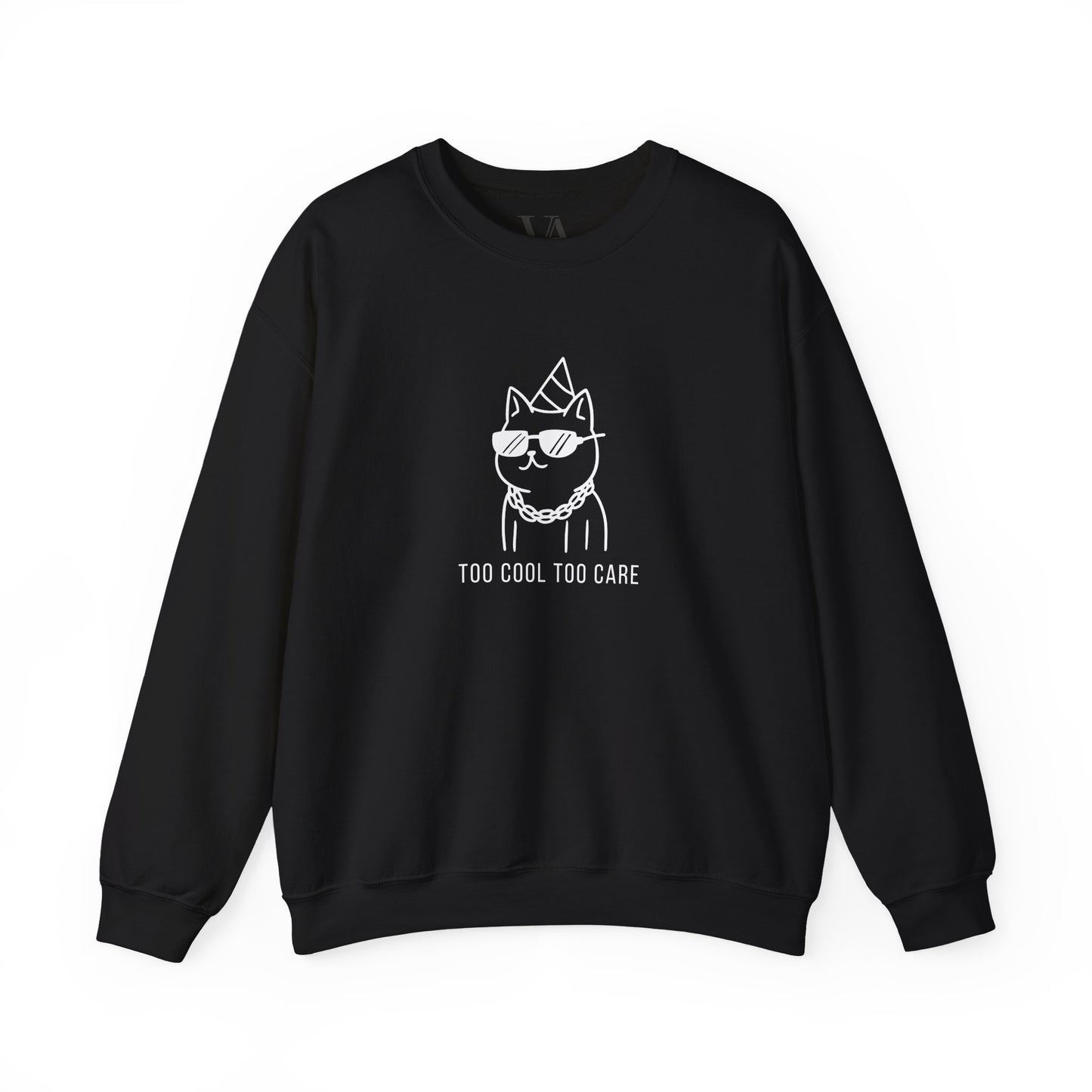 Too Cool Cat Crewneck Sweatshirt - Cozy Unisex Apparel, Perfect for Cat Lovers, Casual Wear, Gifts for Friends