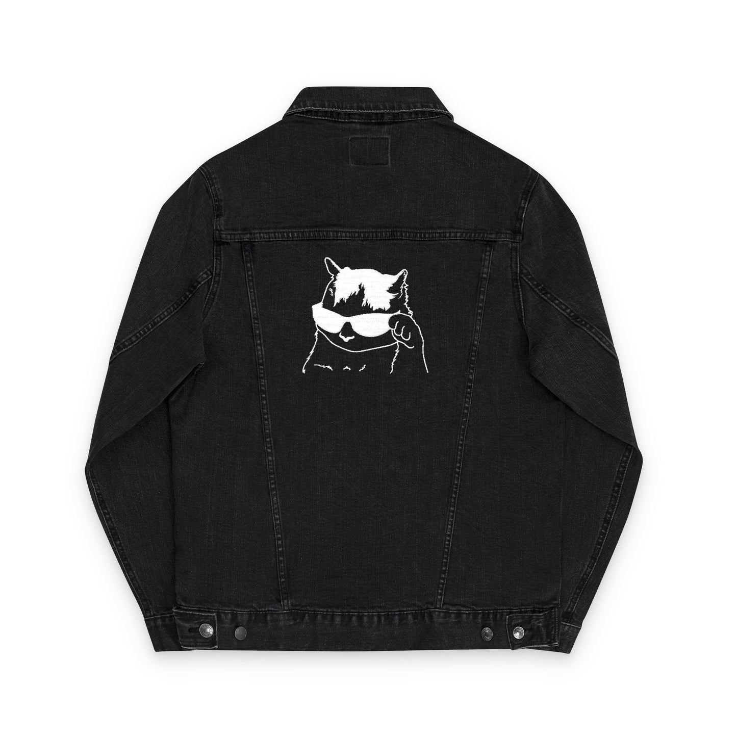 Cool Cat Embroidered Unisex Denim Jacket, Casual Wear, Street Style, Unique Gift for Pet Lovers, Trendy Fashion Statement