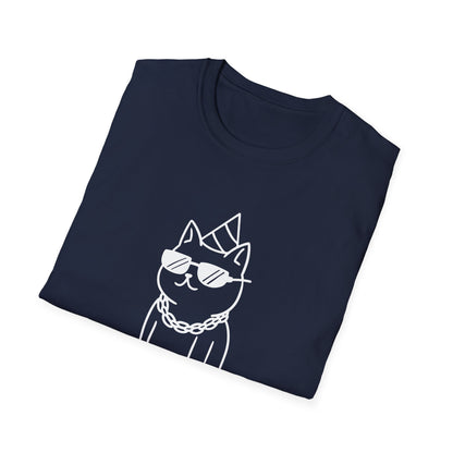 Cool Cat Graphic T-Shirt, Trendy Animal Tee, Unique Gift for Cat Lovers, Casual Everyday Wear, Perfect for Birthdays