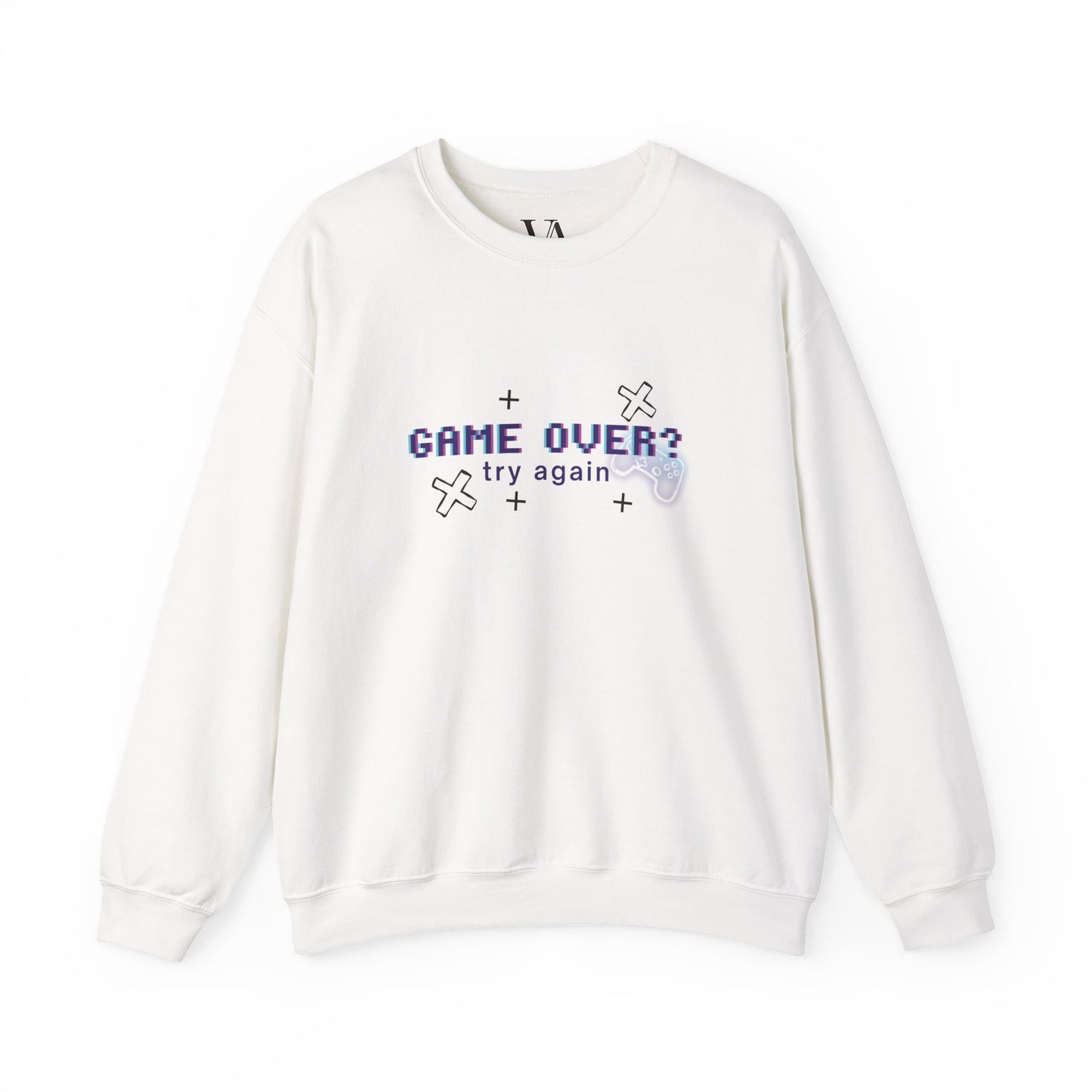 Gaming Theme Crewneck Sweatshirt - Ideal for Gamers, Game Over Design, Cozy Gift for Birthdays, Holidays, and Casual Wear, Unisex Crew