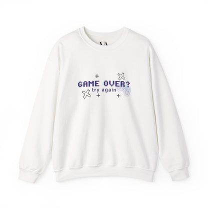Gaming Theme Crewneck Sweatshirt - Ideal for Gamers, Game Over Design, Cozy Gift for Birthdays, Holidays, and Casual Wear, Unisex Crew