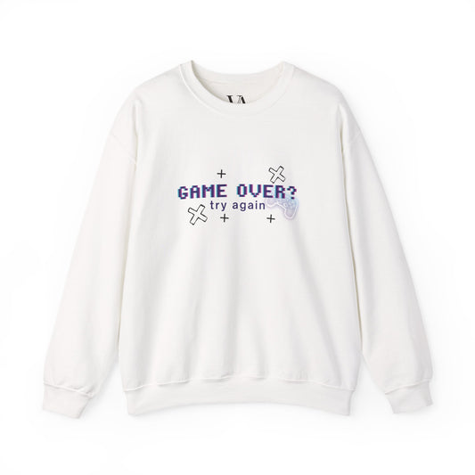 Gaming Theme Crewneck Sweatshirt - Ideal for Gamers, Game Over Design, Cozy Gift for Birthdays, Holidays, and Casual Wear, Unisex Crew