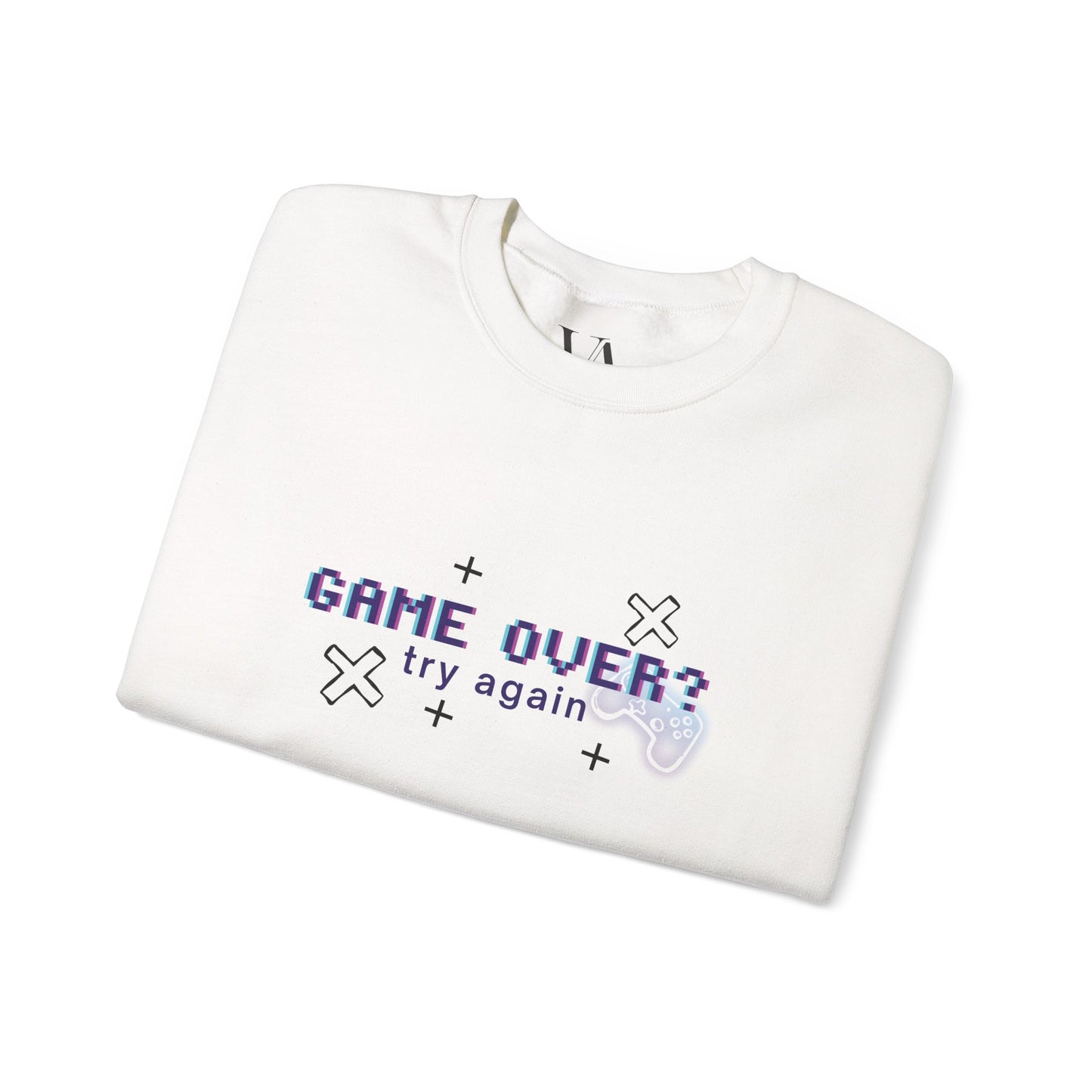 Gaming Theme Crewneck Sweatshirt - Ideal for Gamers, Game Over Design, Cozy Gift for Birthdays, Holidays, and Casual Wear, Unisex Crew
