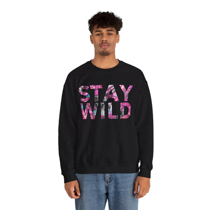 Stay Wild Crewneck Sweatshirt, Cozy Unisex Sweatshirt, Perfect Gift for Nature Lovers, Trendy Outfit for Casual Days, Ideal for Fall