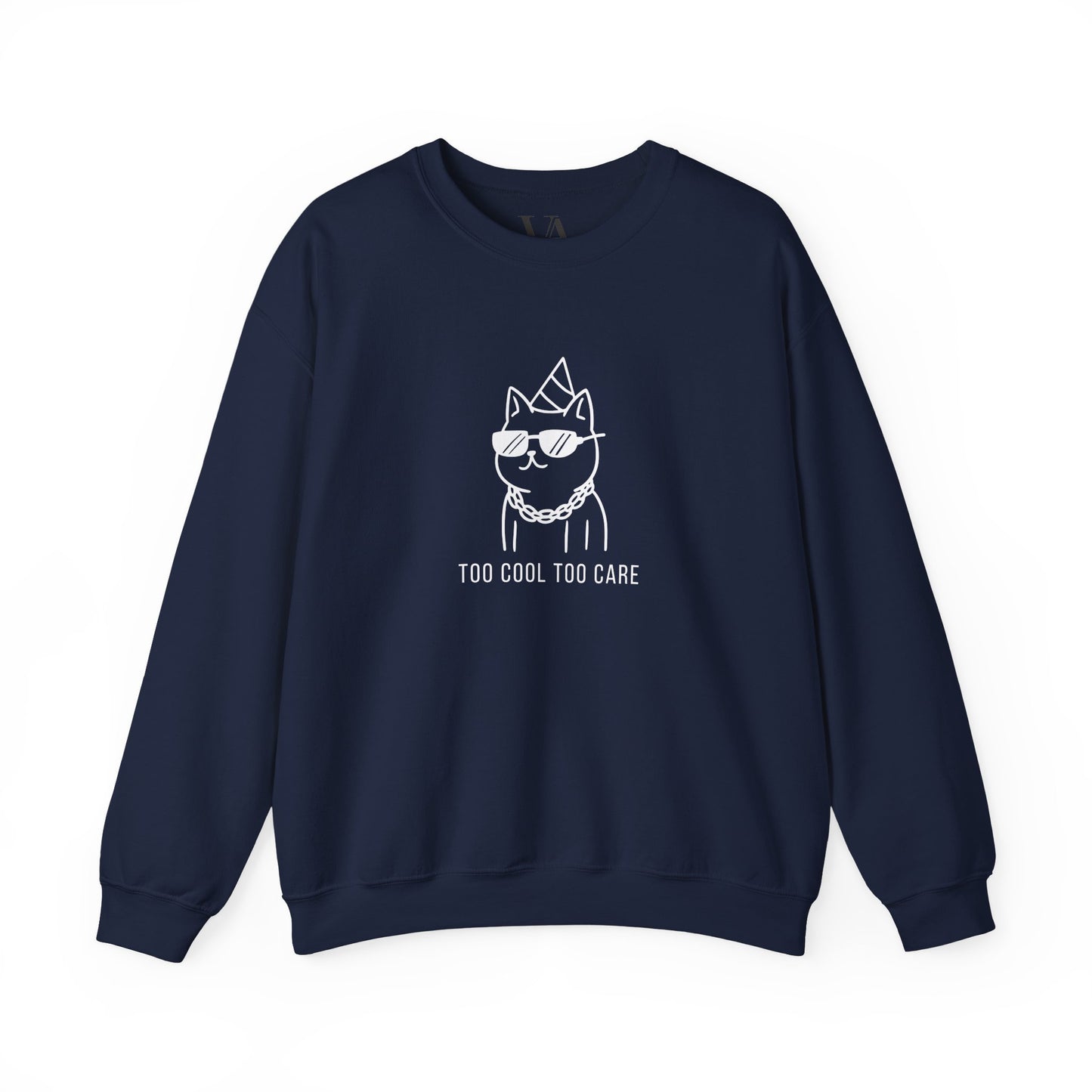Too Cool Cat Crewneck Sweatshirt - Cozy Unisex Apparel, Perfect for Cat Lovers, Casual Wear, Gifts for Friends