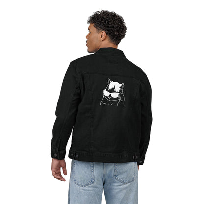 Cool Cat Embroidered Unisex Denim Jacket, Casual Wear, Street Style, Unique Gift for Pet Lovers, Trendy Fashion Statement