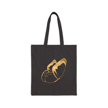 Golden Butterfly Cotton Canvas Tote Bag, Eco-Friendly Shopping Bag, Gift for Nature Lovers, Reusable Tote, Stylish Daily Carry.