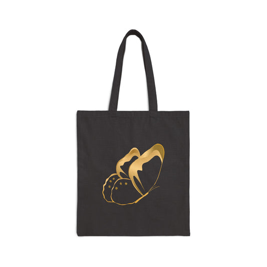 Golden Butterfly Cotton Canvas Tote Bag, Eco-Friendly Shopping Bag, Gift for Nature Lovers, Reusable Tote, Stylish Daily Carry.