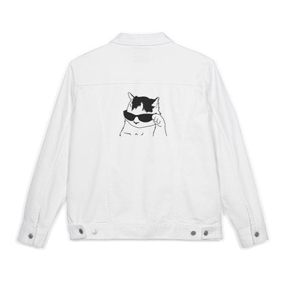 Stylish Unisex Denim Jacket with Embroidery, Trendy Cat Design Jacket, Casual Wear, Gift for Animal Lovers, Autumn Fashion