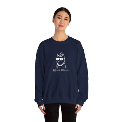Too Cool Cat Crewneck Sweatshirt - Cozy Unisex Apparel, Perfect for Cat Lovers, Casual Wear, Gifts for Friends