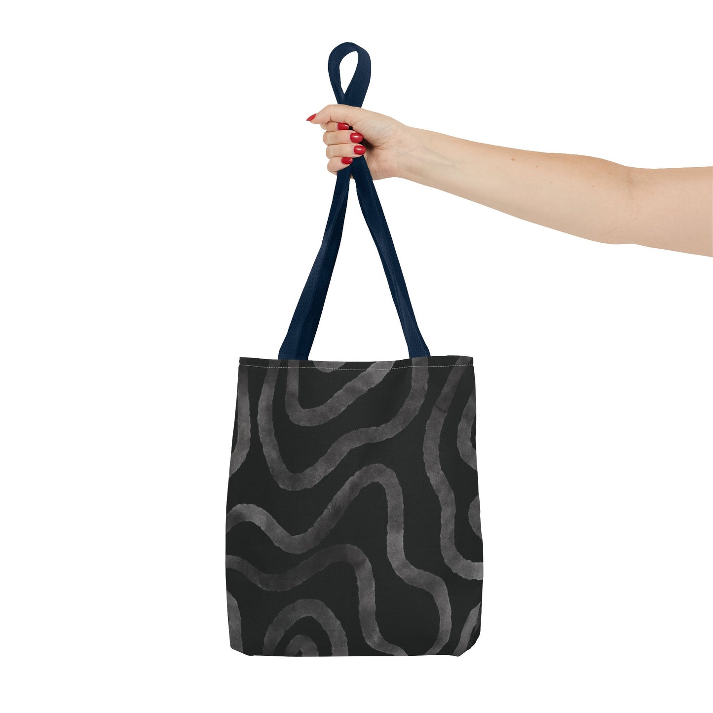 Stylish AOP Tote Bag, Black Abstract Pattern, Everyday Use, Eco-Friendly Shopping Bag, Unique Gift for Friends & Family