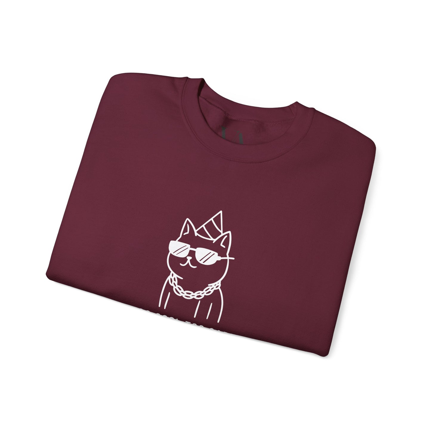 Too Cool Cat Crewneck Sweatshirt - Cozy Unisex Apparel, Perfect for Cat Lovers, Casual Wear, Gifts for Friends