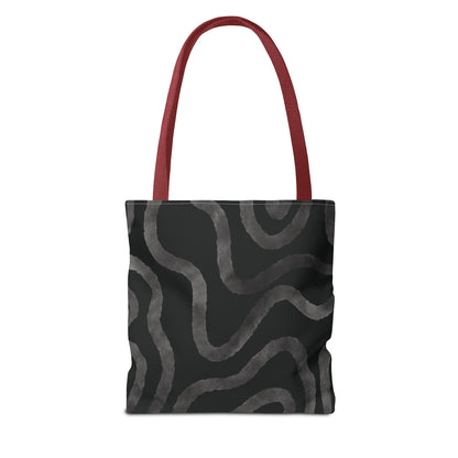Stylish AOP Tote Bag, Black Abstract Pattern, Everyday Use, Eco-Friendly Shopping Bag, Unique Gift for Friends & Family