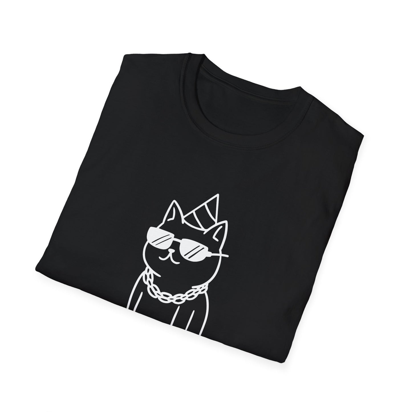 Cool Cat Graphic T-Shirt, Trendy Animal Tee, Unique Gift for Cat Lovers, Casual Everyday Wear, Perfect for Birthdays