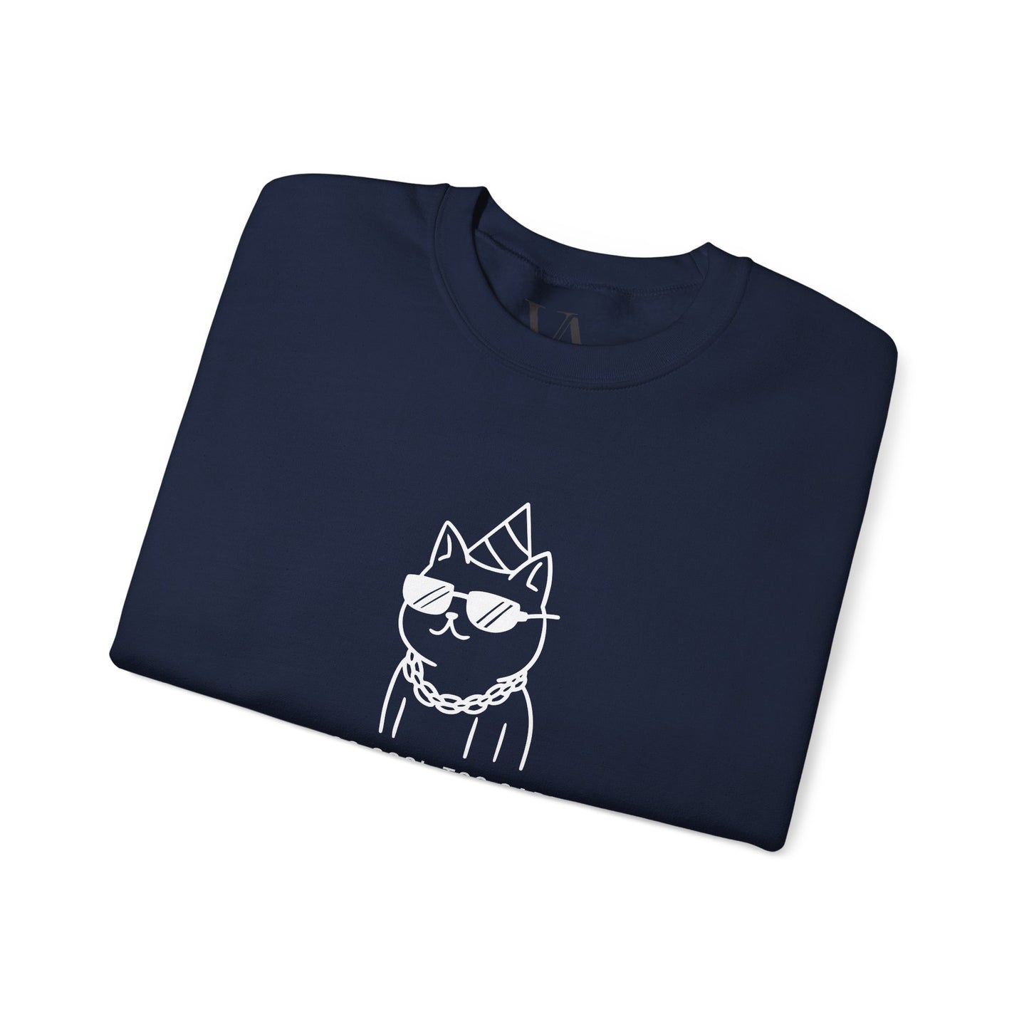 Too Cool Cat Crewneck Sweatshirt - Cozy Unisex Apparel, Perfect for Cat Lovers, Casual Wear, Gifts for Friends