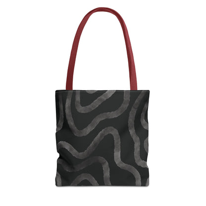 Stylish AOP Tote Bag, Black Abstract Pattern, Everyday Use, Eco-Friendly Shopping Bag, Unique Gift for Friends & Family