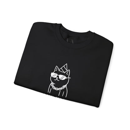Too Cool Cat Crewneck Sweatshirt - Cozy Unisex Apparel, Perfect for Cat Lovers, Casual Wear, Gifts for Friends