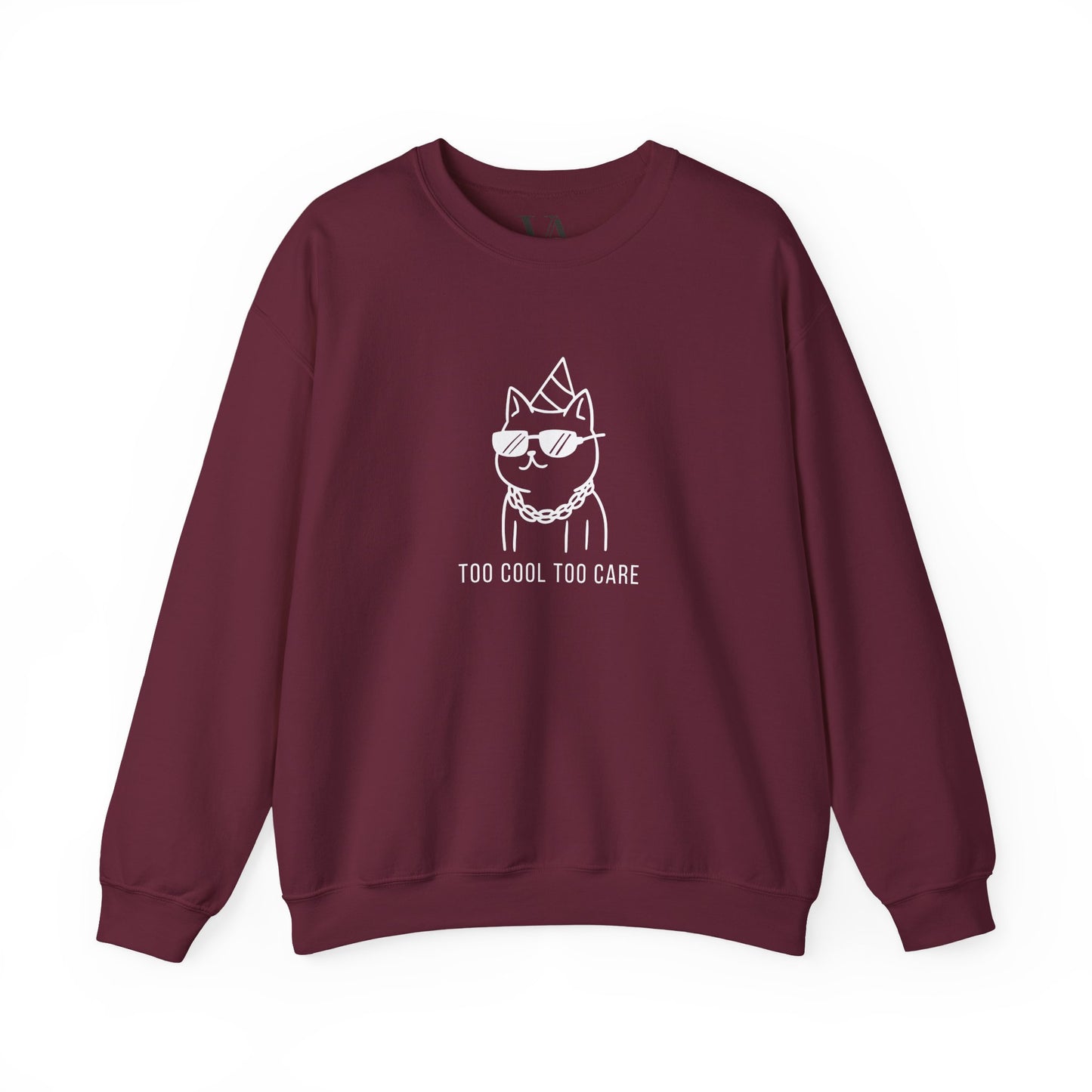 Too Cool Cat Crewneck Sweatshirt - Cozy Unisex Apparel, Perfect for Cat Lovers, Casual Wear, Gifts for Friends