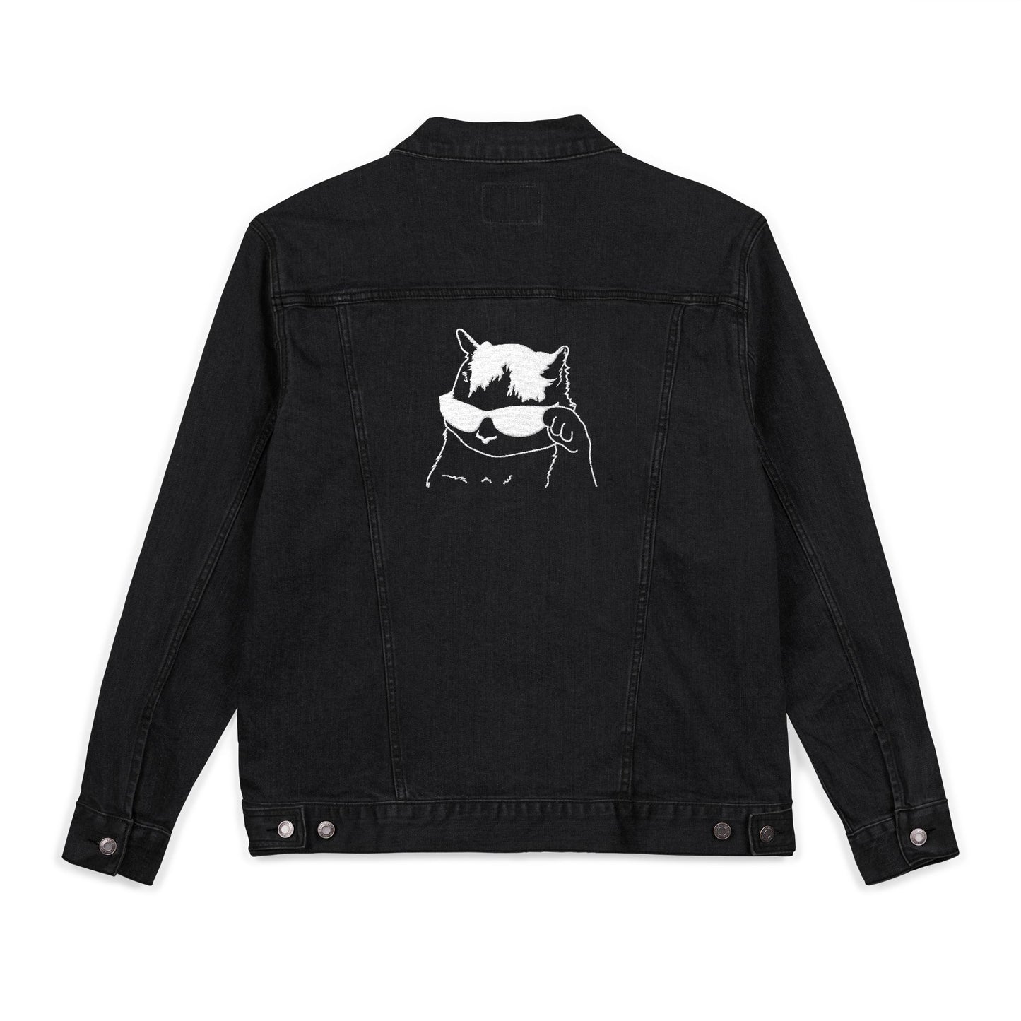 Cool Cat Embroidered Unisex Denim Jacket, Casual Wear, Street Style, Unique Gift for Pet Lovers, Trendy Fashion Statement