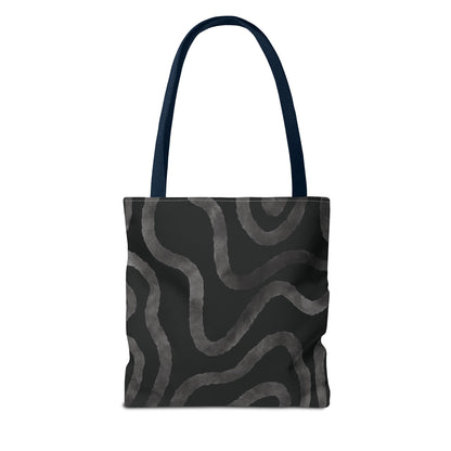 Stylish AOP Tote Bag, Black Abstract Pattern, Everyday Use, Eco-Friendly Shopping Bag, Unique Gift for Friends & Family