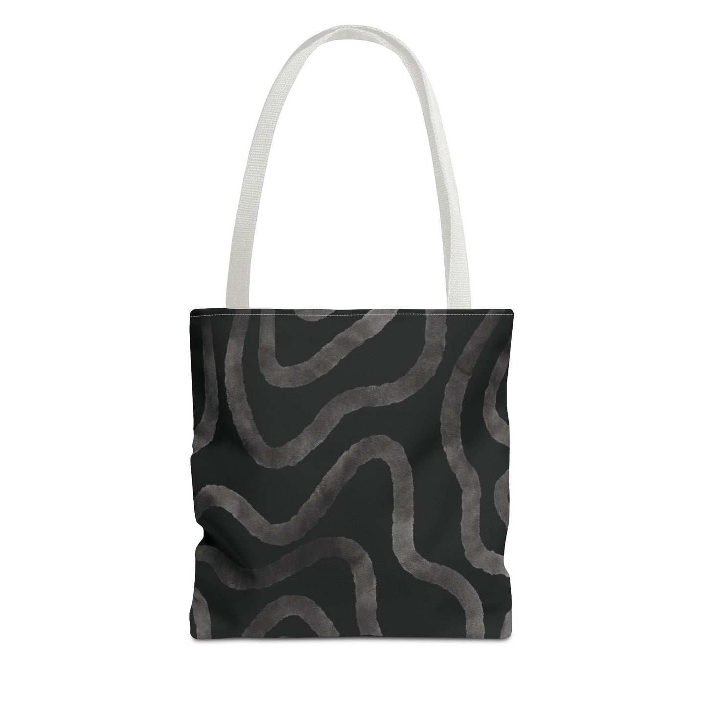 Stylish AOP Tote Bag, Black Abstract Pattern, Everyday Use, Eco-Friendly Shopping Bag, Unique Gift for Friends & Family